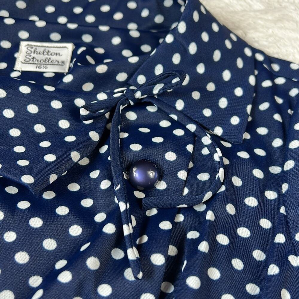Vintage 60s Shelton Stroller drop waist polka dot midi dress, 16 1/2 - Picture 5 of 8